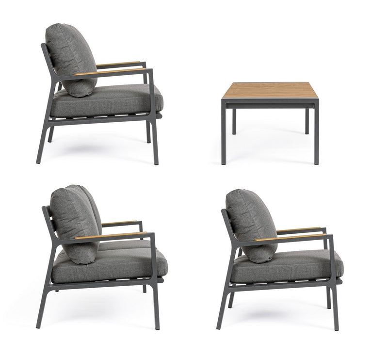 Set mobilier pentru gradina / terasa, Ernst Natural / Antracit, 2 fotolii + canapea 2 locuri + masa de cafea (6)