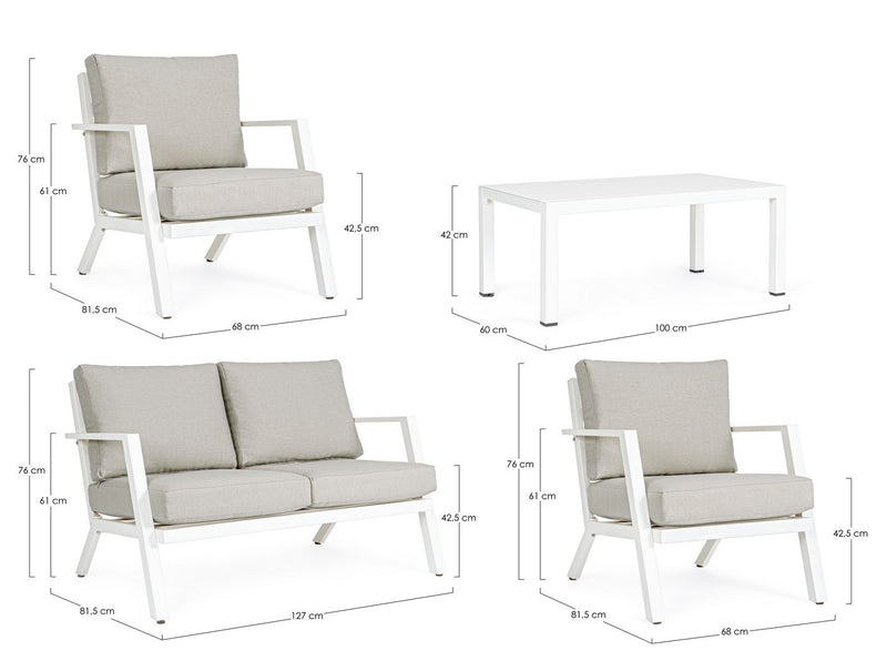 Set mobilier pentru gradina / terasa, Harleys Gri / Alb, 2 fotolii + canapea 2 locuri + masa de cafea (12)