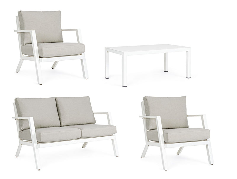 Set mobilier pentru gradina / terasa, Harleys Gri / Alb, 2 fotolii + canapea 2 locuri + masa de cafea (4)