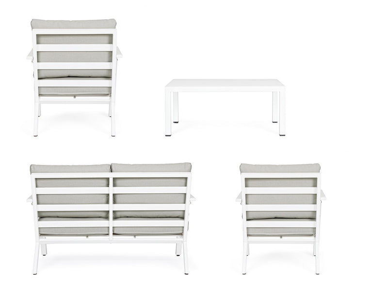 Set mobilier pentru gradina / terasa, Harleys Gri / Alb, 2 fotolii + canapea 2 locuri + masa de cafea (6)