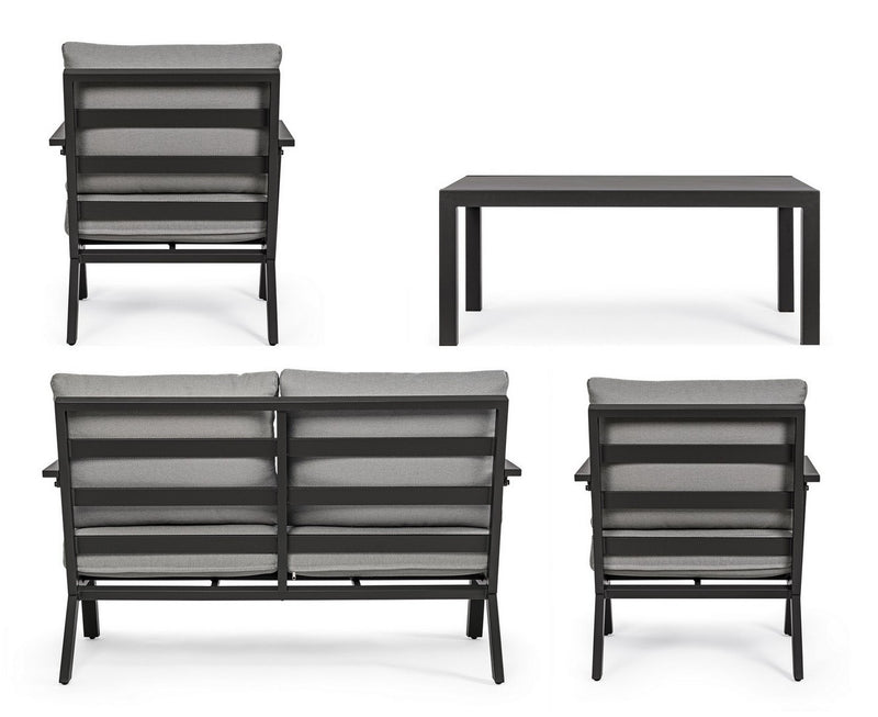 Set mobilier pentru gradina / terasa, Harleys Gri / Antracit, 2 fotolii + canapea 2 locuri + masa de cafea (6)