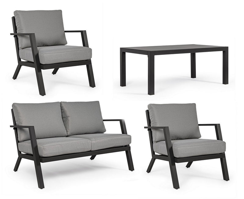 Set mobilier pentru gradina / terasa, Harleys Gri / Antracit, 2 fotolii + canapea 2 locuri + masa de cafea (5)