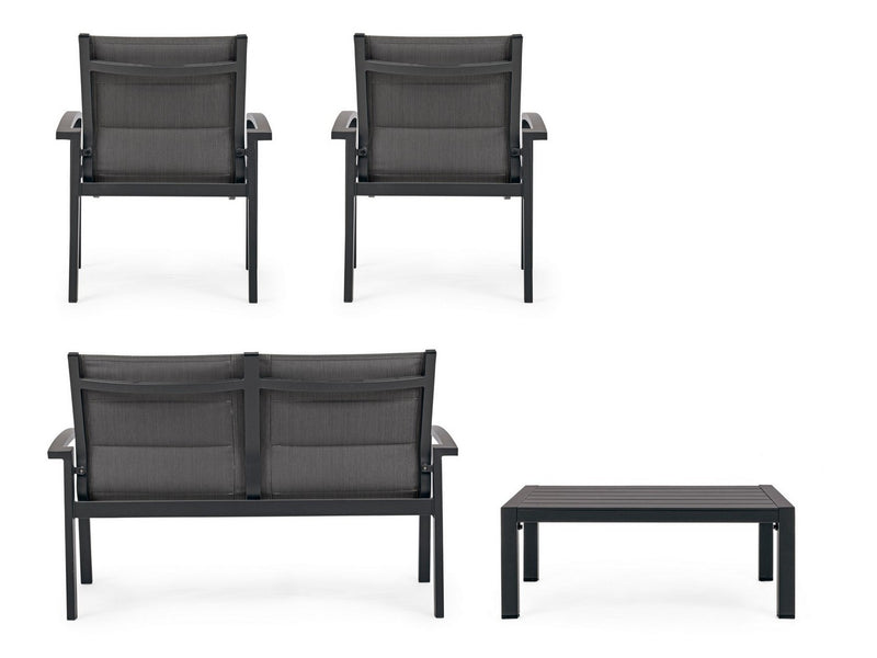 Set mobilier pentru gradina / terasa, Laiken Antracit, 2 fotolii + canapea 2 locuri + masa de cafea (4)