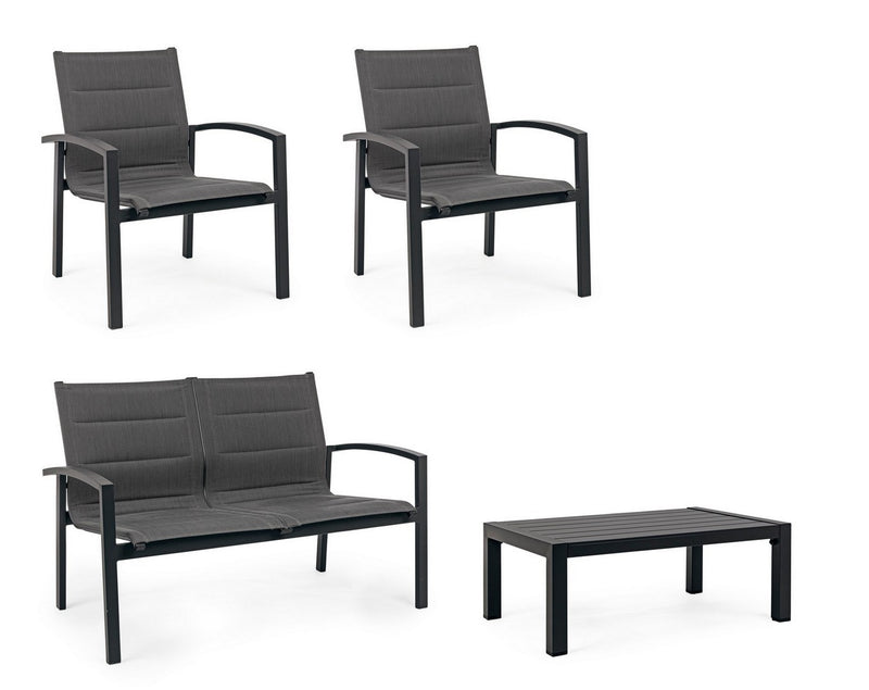 Set mobilier pentru gradina / terasa, Laiken Antracit, 2 fotolii + canapea 2 locuri + masa de cafea (3)