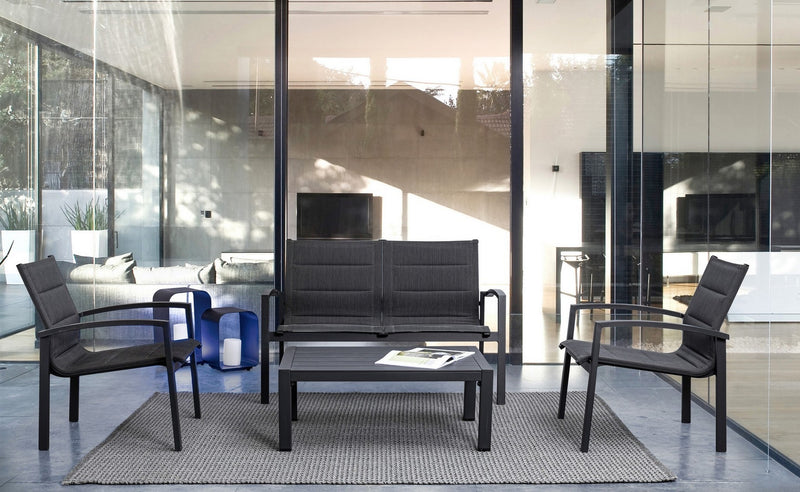 Set mobilier pentru gradina / terasa, Laiken Antracit, 2 fotolii + canapea 2 locuri + masa de cafea (1)