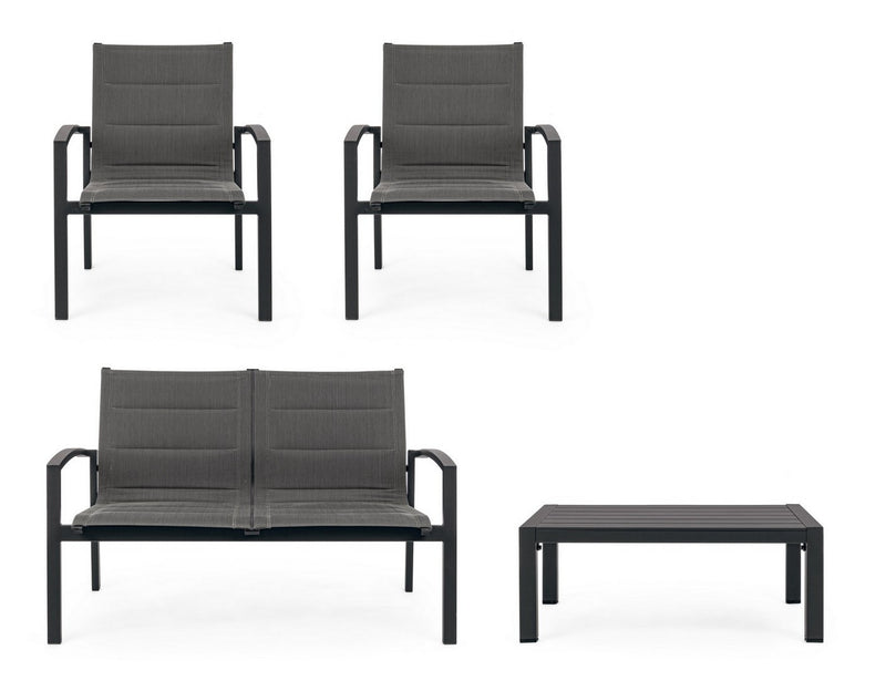 Set mobilier pentru gradina / terasa, Laiken Antracit, 2 fotolii + canapea 2 locuri + masa de cafea (5)