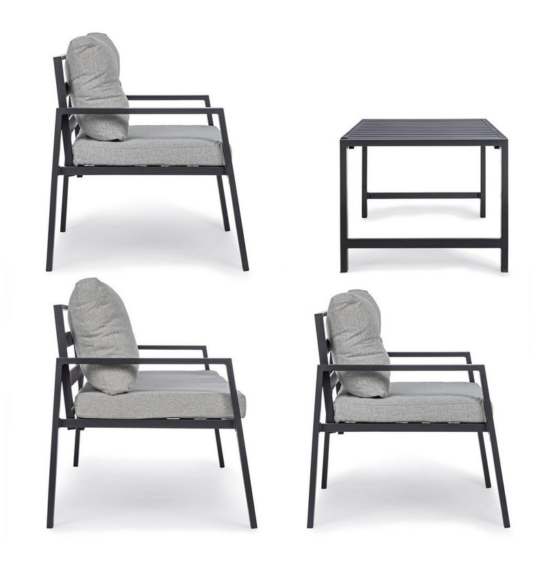 Set mobilier pentru gradina / terasa, Lorillard Gri Deschis / Antracit, 2 fotolii + canapea 2 locuri + masa de cafea (4)