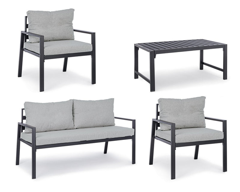 Set mobilier pentru gradina / terasa, Lorillard Gri Deschis / Antracit, 2 fotolii + canapea 2 locuri + masa de cafea (2)