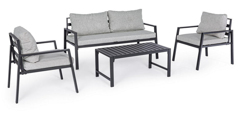 Set mobilier pentru gradina / terasa, Lorillard Gri Deschis / Antracit, 2 fotolii + canapea 2 locuri + masa de cafea