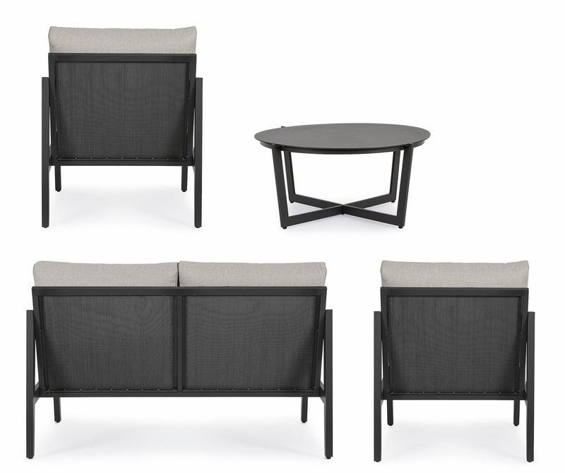 Set mobilier pentru gradina / terasa, Sirenus Gri Deschis / Antracit, canapea 2 locuri + 2 fotolii + masa de cafea (4)