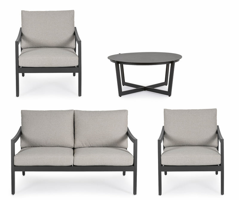 Set mobilier pentru gradina / terasa, Sirenus Gri Deschis / Antracit, canapea 2 locuri + 2 fotolii + masa de cafea (2)