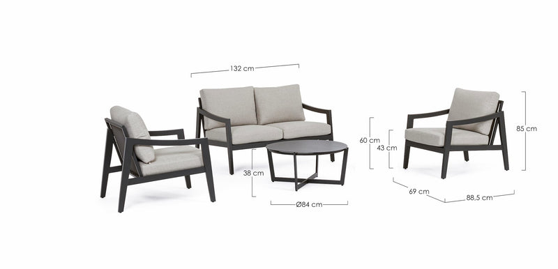 Set mobilier pentru gradina / terasa, Sirenus Gri Deschis / Antracit, canapea 2 locuri + 2 fotolii + masa de cafea (8)