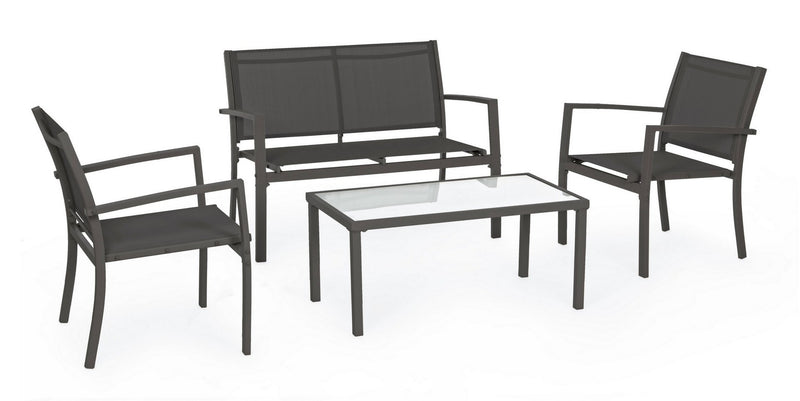 Set mobilier pentru gradina / terasa, Trent Antracit, banca 2 locuri + 2 scaune + masa de cafea