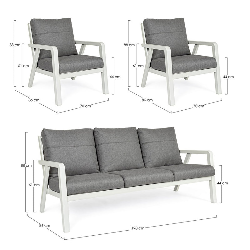 Set mobilier gradina / terasa, Truman Gri / Alb, canapea 3 locuri + 2 fotolii fixe (14)