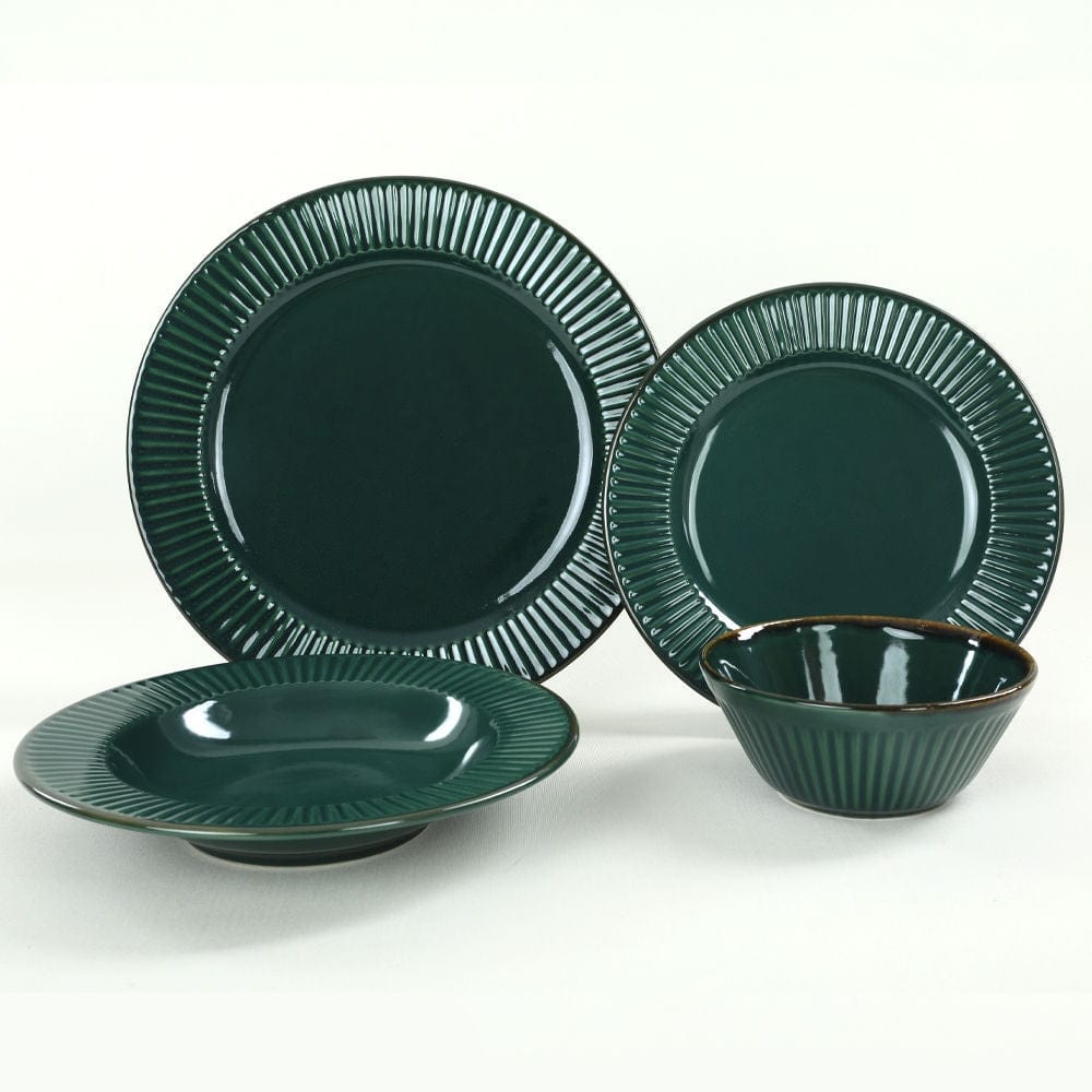 Set vesela din ceramica, Elegant Verde Inchis, 24 piese (2)