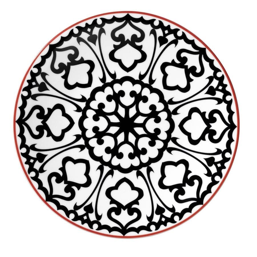 Set vesela din portelan, Mandala Alb / Negru / Rosu, 24 piese (5)