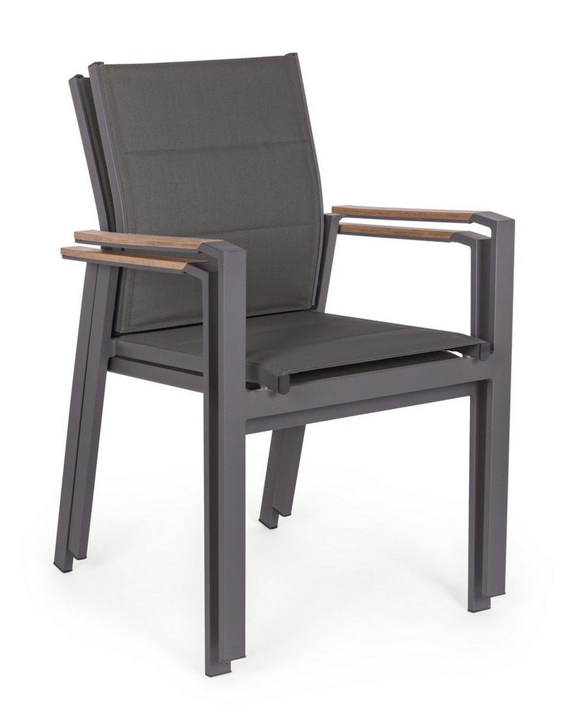 Setul 6 scaune de gradina / terasa din metal si material textil, Kubik Antracit, l56,5xA62xH88 cm (15)