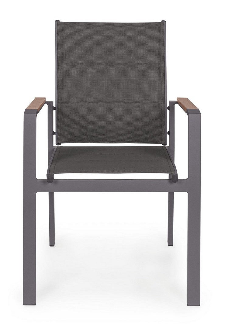 Setul 6 scaune de gradina / terasa din metal si material textil, Kubik Antracit, l56,5xA62xH88 cm (13)