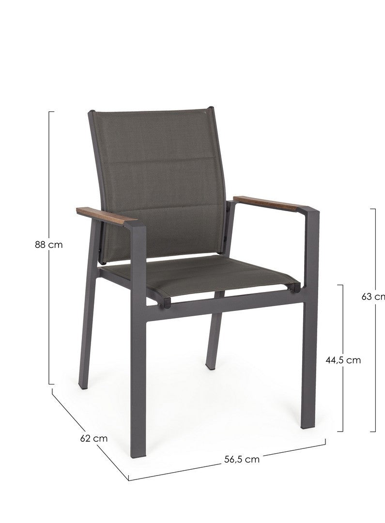 Setul 6 scaune de gradina / terasa din metal si material textil, Kubik Antracit, l56,5xA62xH88 cm (18)