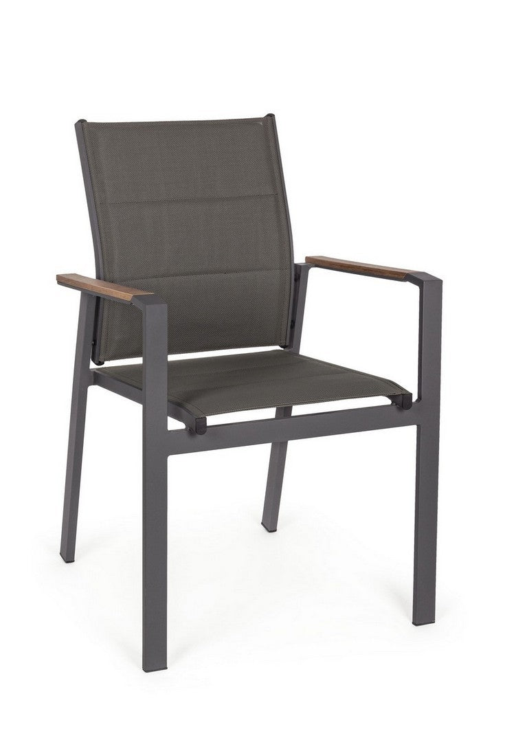 Setul 6 scaune de gradina / terasa din metal si material textil, Kubik Antracit, l56,5xA62xH88 cm (12)