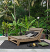 Sezlong pentru gradina / terasa, din lemn de tec si material textil, Sanur Grej / Natural, l140-150xA224xH91 cm (2)