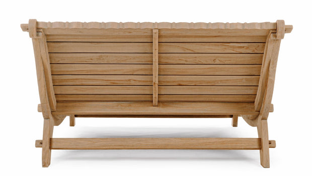 Sezlong pentru gradina / terasa, din lemn de tec si material textil, Sanur Grej / Natural, l140-150xA224xH91 cm (7)