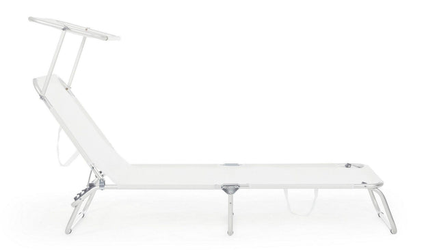 Sezlong pliabil pentru gradina / terasa, din aluminiu si material textil, Cross Beach Alb, l59xA189xH109 cm (1)