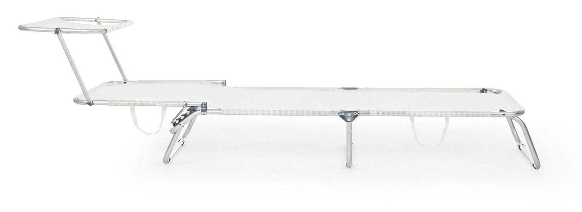 Sezlong pliabil pentru gradina / terasa, din aluminiu si material textil, Cross Beach Alb, l59xA189xH109 cm (2)