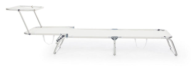 Sezlong pliabil pentru gradina / terasa, din aluminiu si material textil, Cross Beach Alb, l59xA189xH109 cm (2)