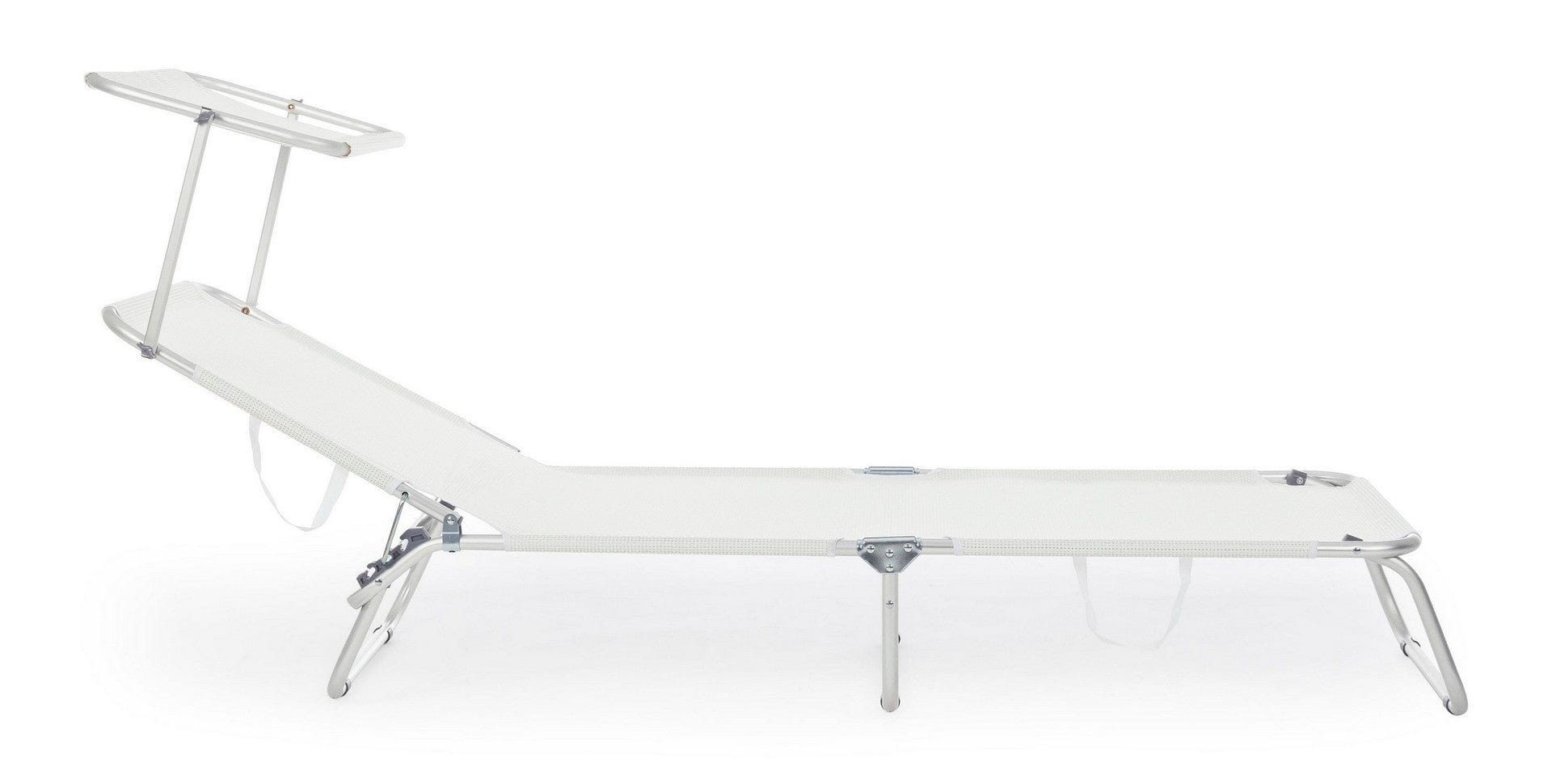 Sezlong pliabil pentru gradina / terasa, din aluminiu si material textil, Cross Beach Alb, l59xA189xH109 cm (3)