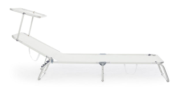 Sezlong pliabil pentru gradina / terasa, din aluminiu si material textil, Cross Beach Alb, l59xA189xH109 cm (3)