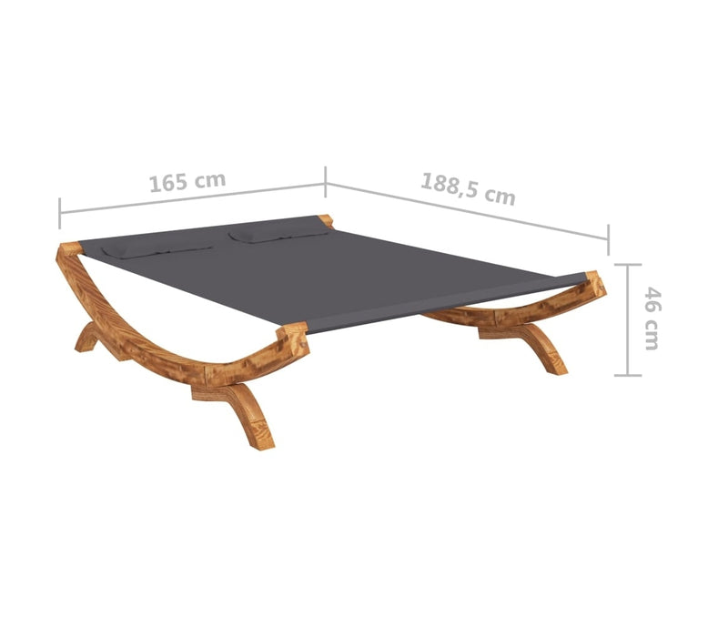 Sezlong pentru gradina / terasa, din lemn si material textil, Rustical Large Antracit / Natural, l165xA188,5xH46 cm (2)