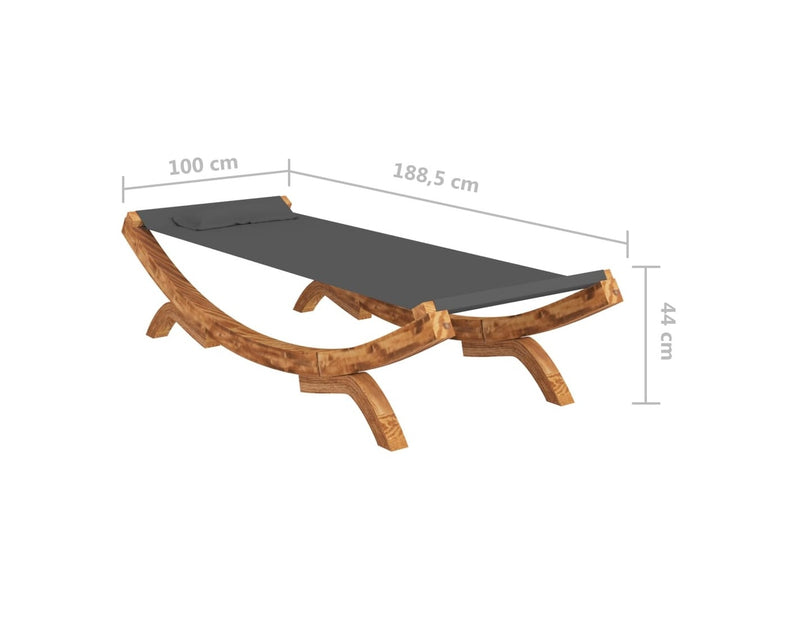 Sezlong pentru gradina / terasa, din lemn si material textil, Rustical Small Antracit / Natural, l100xA188,5xH44 cm (4)
