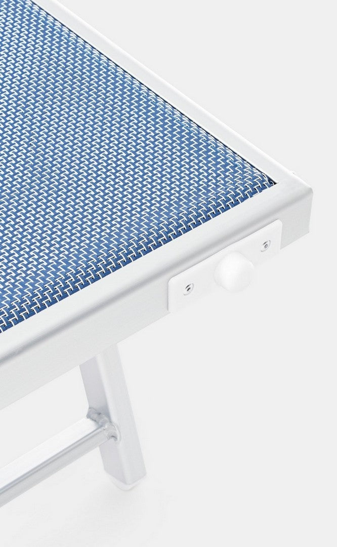 Sezlong pliabil pentru gradina / terasa, din aluminiu si material textil, Cross Albastru, l71xA186xH106,5 cm (5)