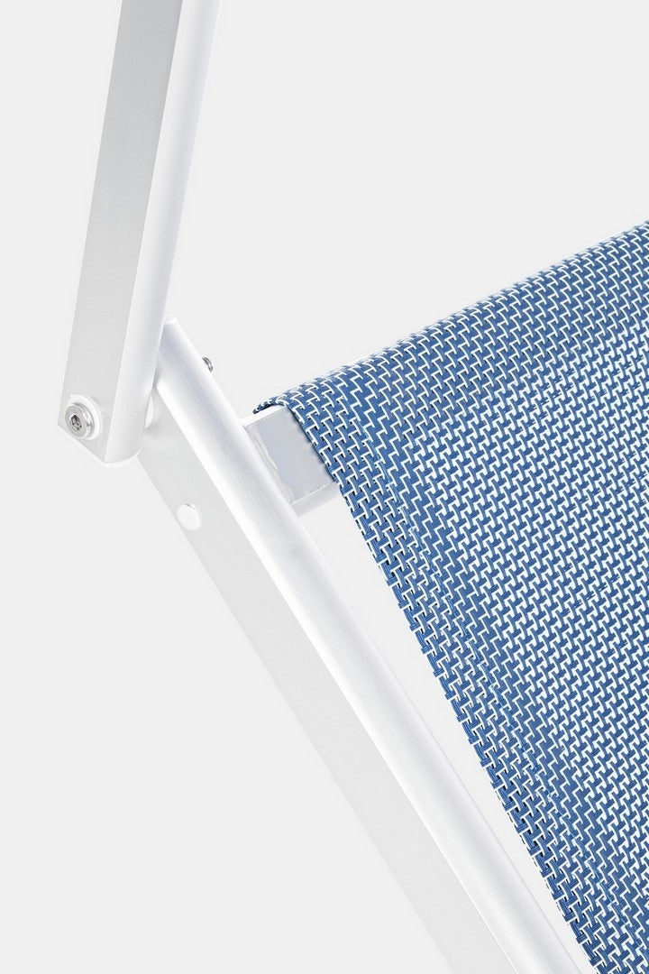 Sezlong pliabil pentru gradina / terasa, din aluminiu si material textil, Cross Albastru, l71xA186xH106,5 cm (6)