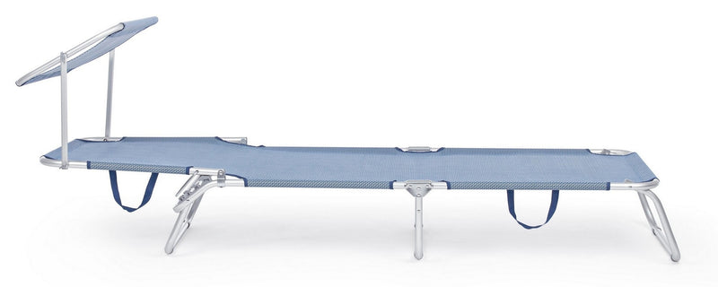 Sezlong pliabil pentru gradina / terasa, din aluminiu si material textil, Cross Beach Albastru, l59xA189xH109 cm (2)