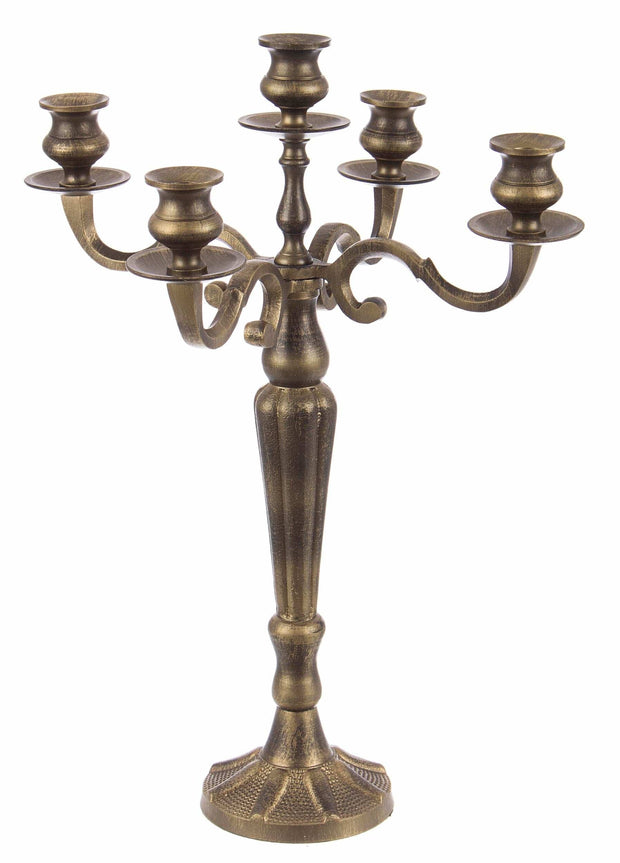 Sfesnic din aluminiu cu 5 brate, Laryn S Alama Antichizata, Ø39xH52 cm