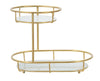 Mauro Ferretti Suport decorativ din sticla si metal, pe 2 nivele Glamys Multicolor / Auriu, l36xA22,5xH27 cm