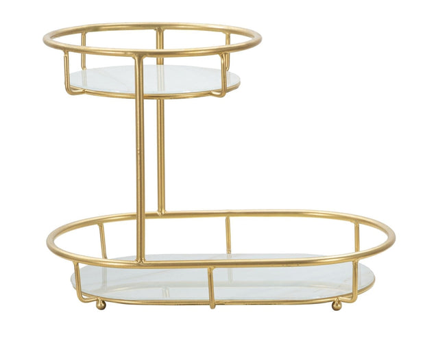 Mauro Ferretti Suport decorativ din sticla si metal, pe 2 nivele Glamys Multicolor / Auriu, l36xA22,5xH27 cm