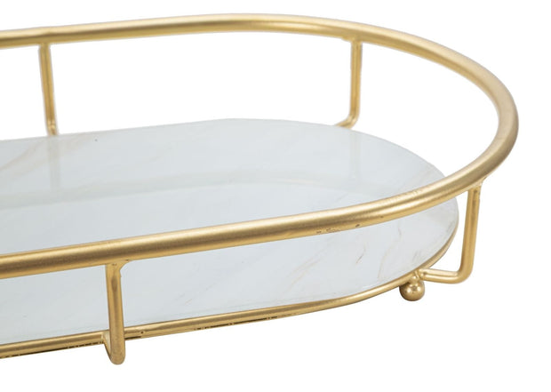 Suport decorativ din sticla si metal, pe 2 nivele Glamys Multicolor / Auriu, l36xA22,5xH27 cm (3)