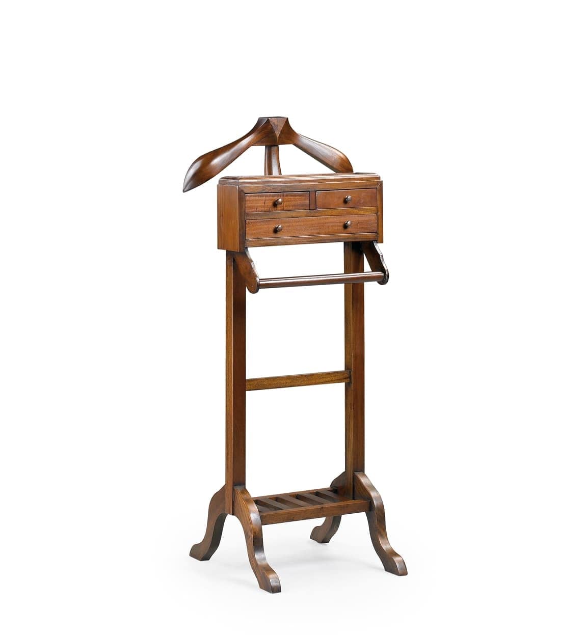 Suport din lemn pentru haine si incaltaminte, cu 3 sertare, Vintage Nuc, l50xA50xH120 cm