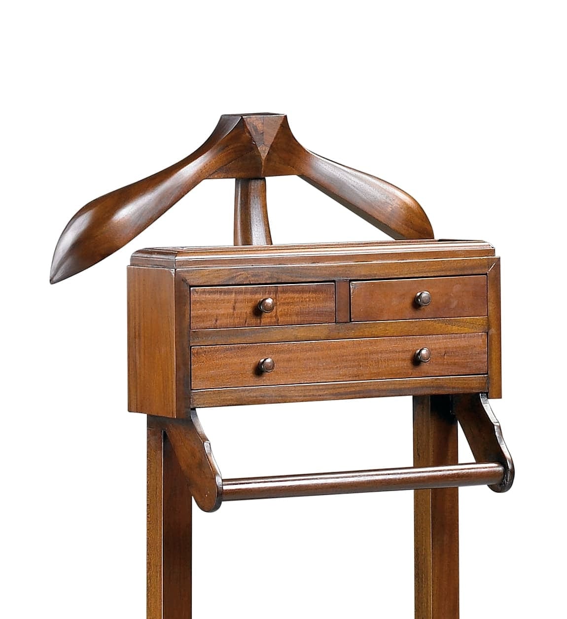 Suport din lemn pentru haine si incaltaminte, cu 3 sertare, Vintage Nuc, l50xA50xH120 cm (2)