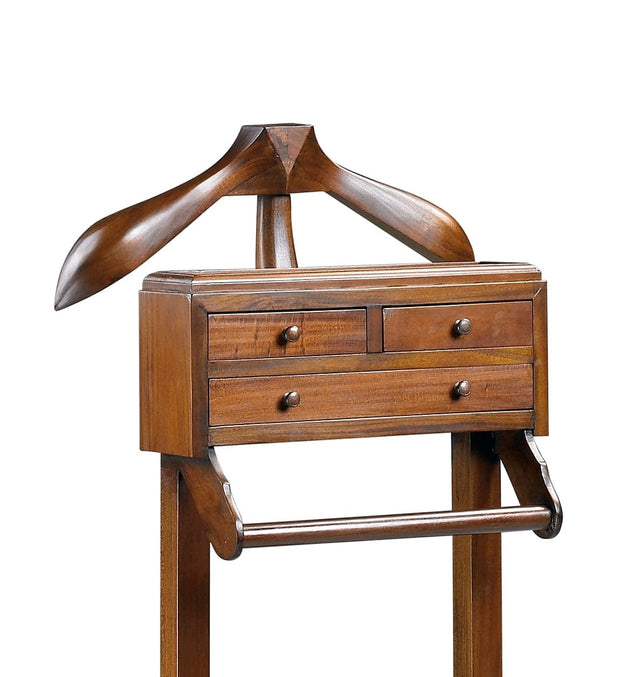 Suport din lemn pentru haine si incaltaminte, cu 3 sertare, Vintage Nuc, l50xA50xH120 cm (2)