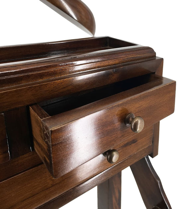 Suport din lemn pentru haine si incaltaminte, cu 3 sertare, Vintage Nuc, l50xA50xH120 cm (4)