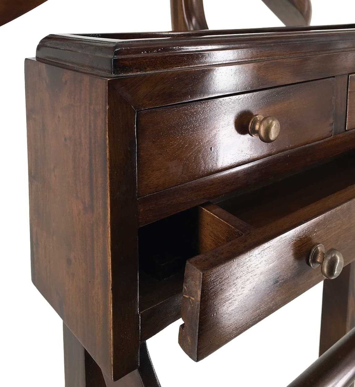 Suport din lemn pentru haine si incaltaminte, cu 3 sertare, Vintage Nuc, l50xA50xH120 cm (5)