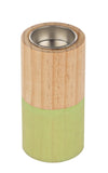 Suport lumanare din lemn Cylinder Verde / Natural, Ø6xH12 cm