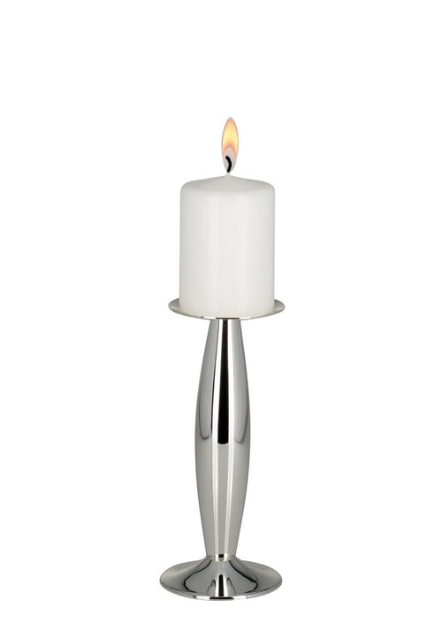 Suport lumanare, din metal argintat, Stick Pillar Argintiu, Ø9xH20,3 cm
