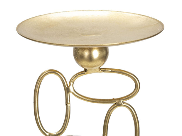 Suport lumanare din metal si marmura Bubbles Tall Auriu / Alb, Ø10xH27 cm (5)