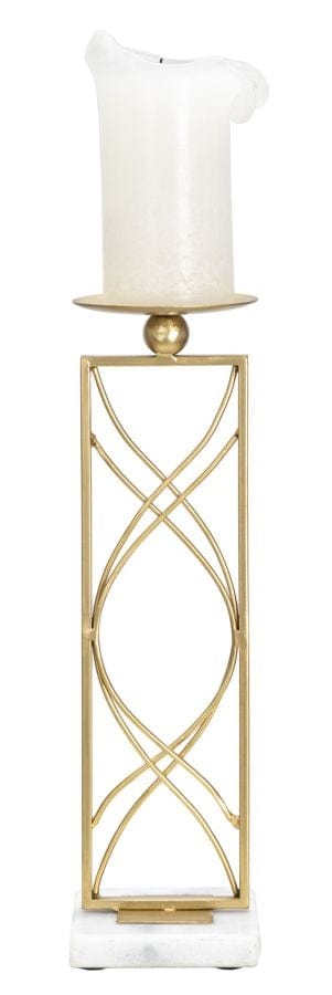 Suport lumanare din metal si marmura Exy Auriu / Alb, Ø10xH35 cm (2)