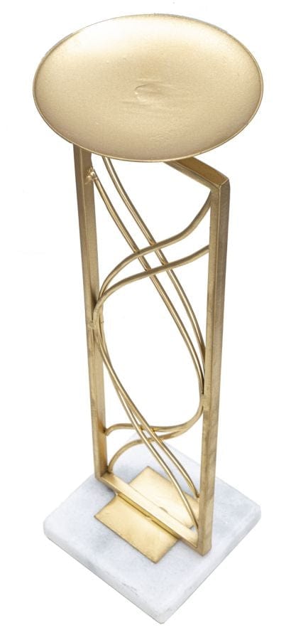 Suport lumanare din metal si marmura Exy Auriu / Alb, Ø10xH35 cm (3)